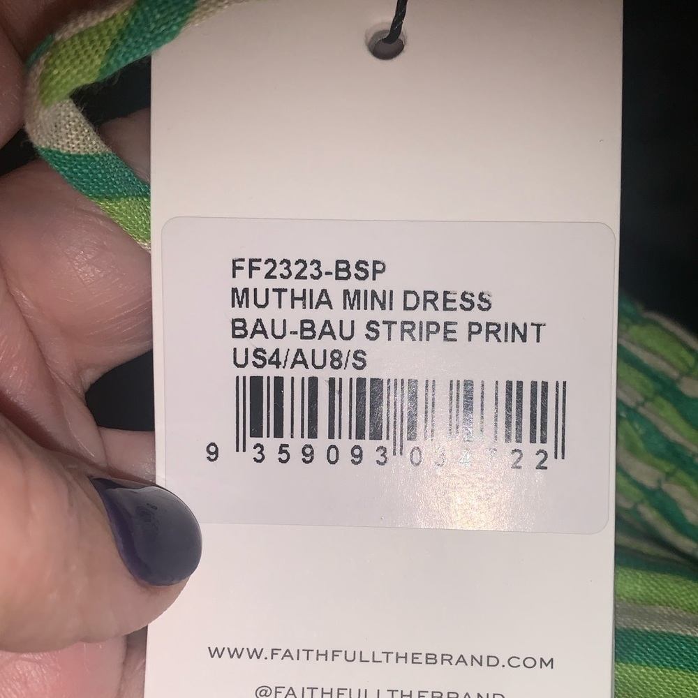 Faithfull the Brand Muthia Mini Dress Bau-Bau Stripe Print Size US 8 New w/ Tag - Picture 6 of 6